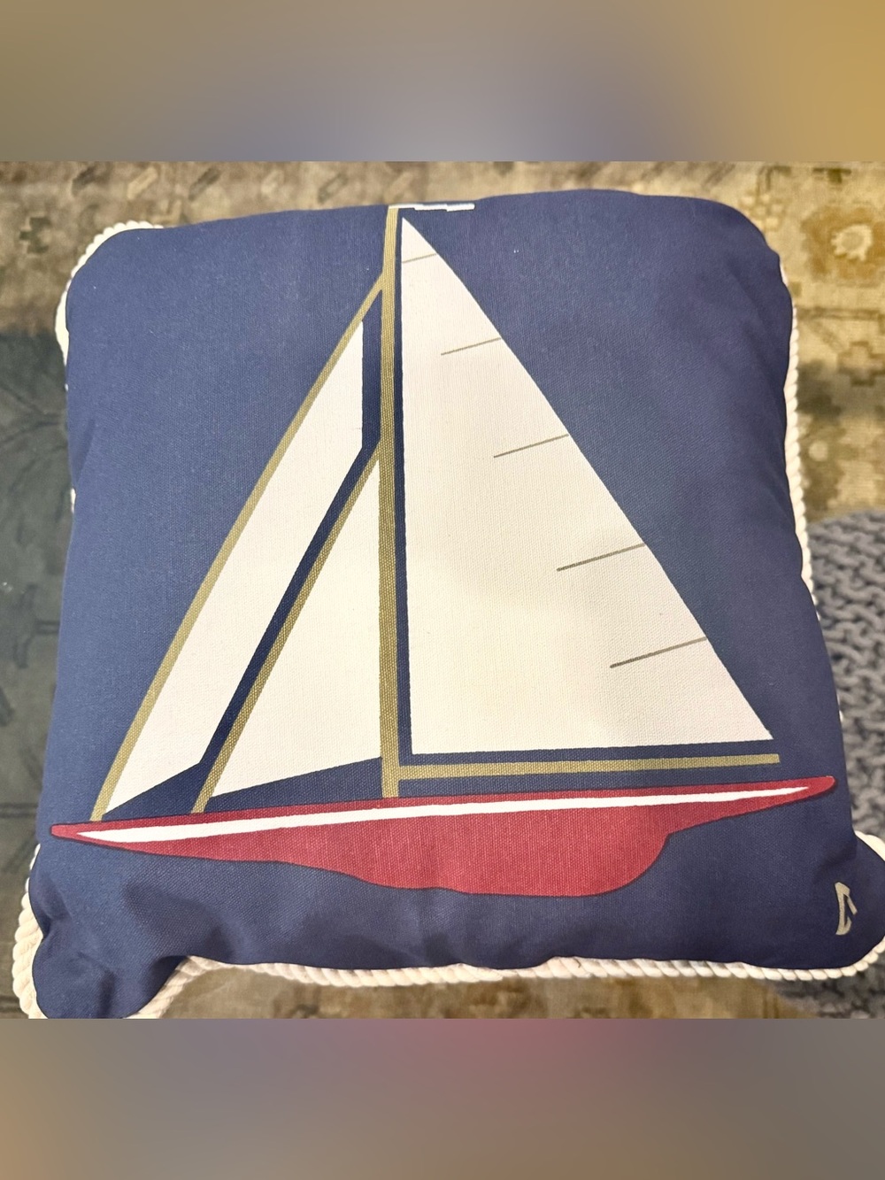 NWT - 18” Nautical Sailboat Themed Accent Pillow - Case & Pillow